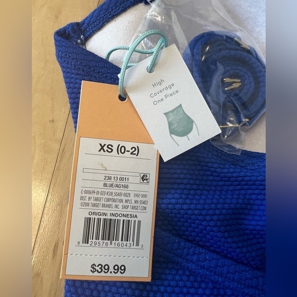 Kona Sol cobalt blue pique Bandau molded cup one piece bathing suit NWT - Picture 9 of 10